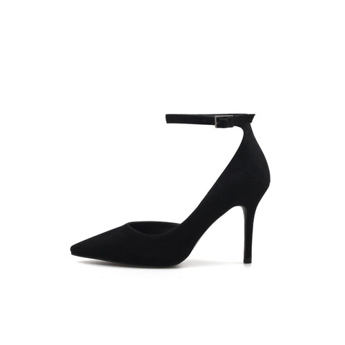 slim ankle strap pumps all black 1