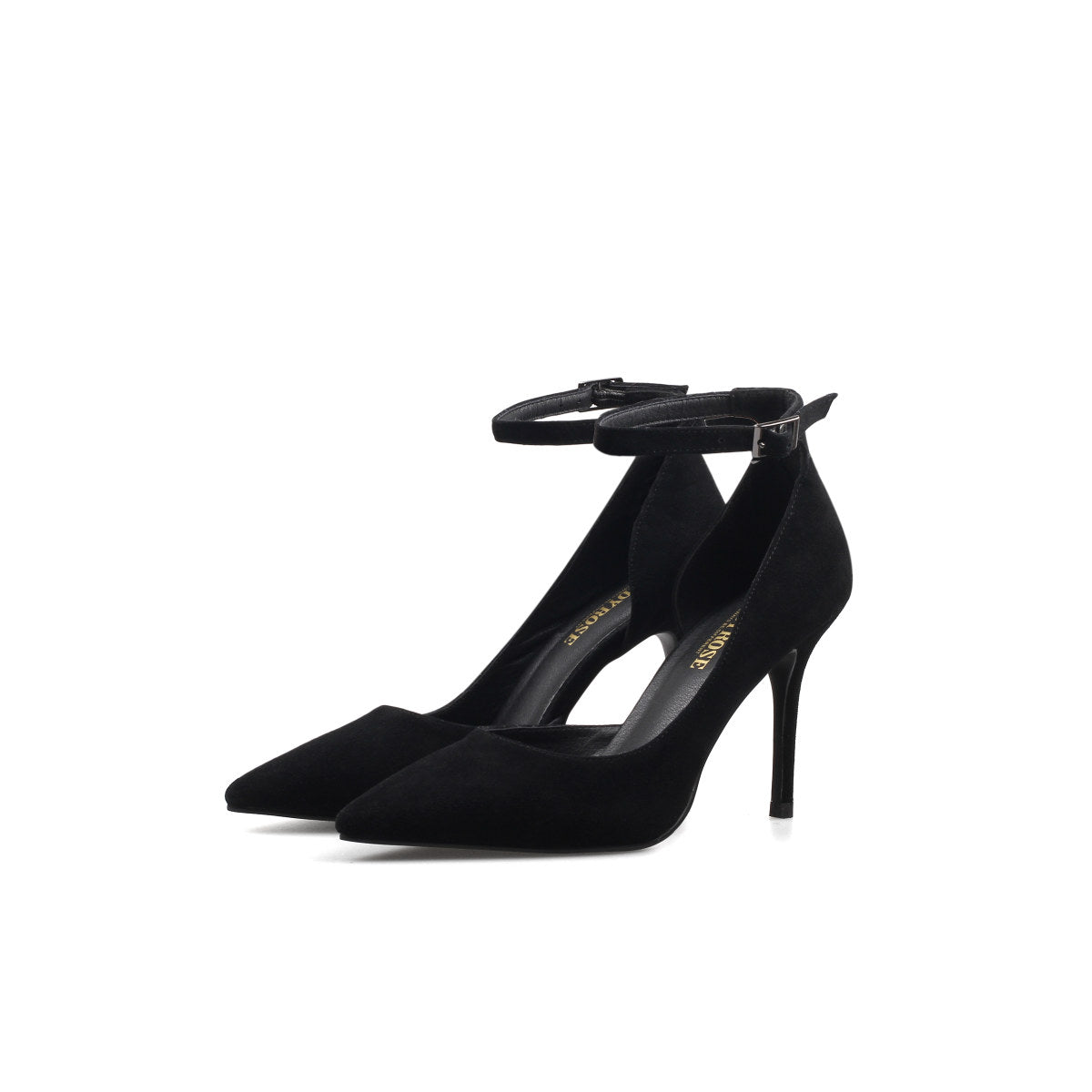 slim ankle strap pumps all black 6