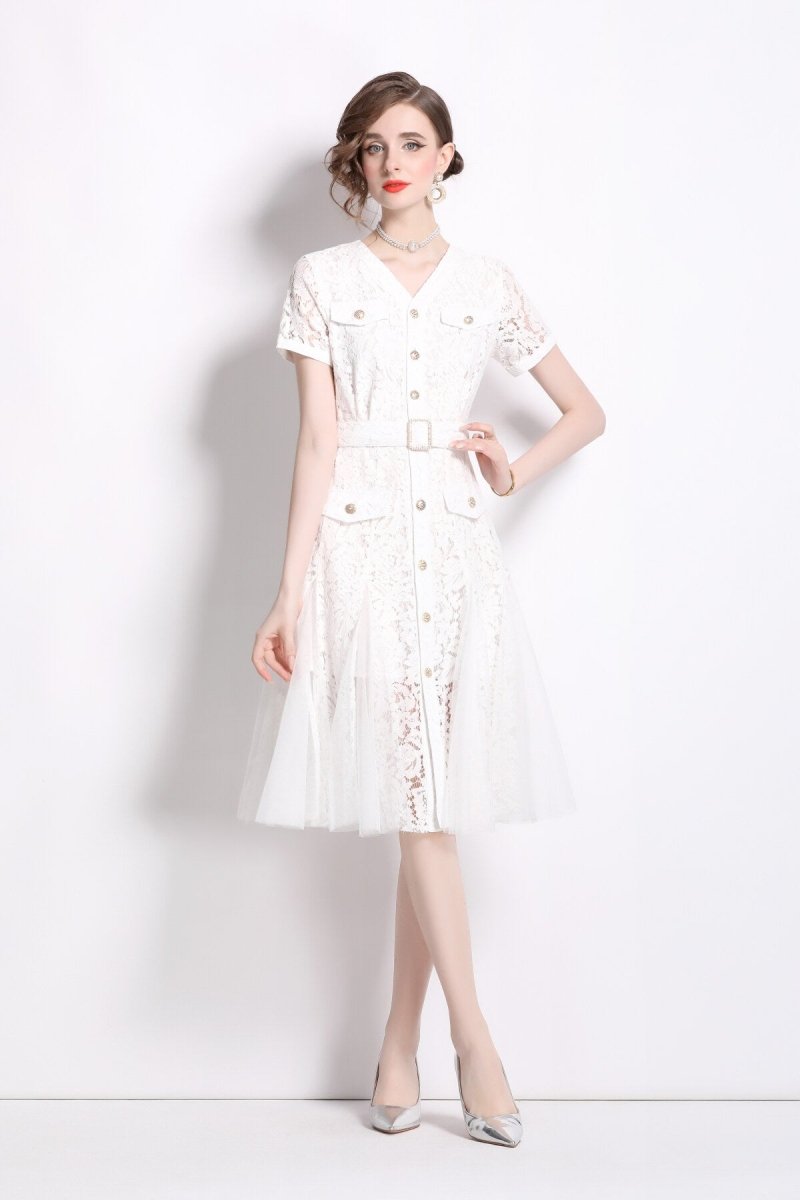 slim fit long sleeve buckle waist mermaid dress all white 1