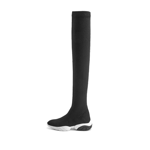 Slimming Stretchy Thermal Over the Knee Boots - 0cm