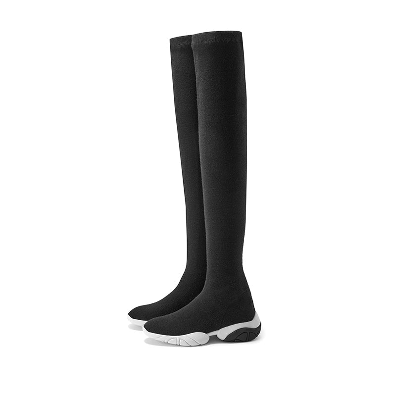 slimming stretchy thermal over the knee boots all black 3