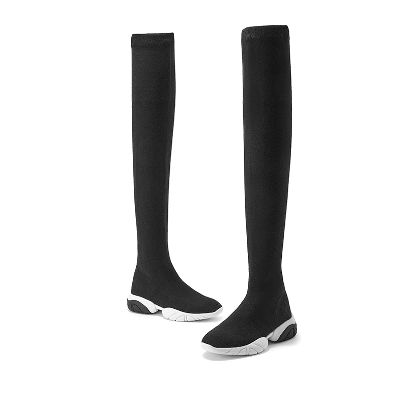 slimming stretchy thermal over the knee boots all black 2