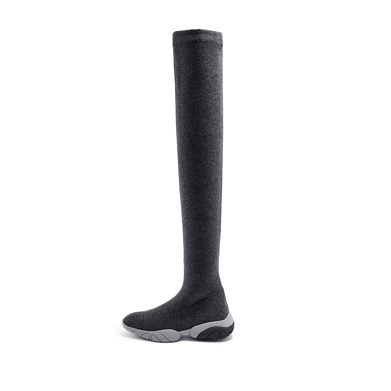 slimming stretchy thermal over the knee boots all charcoal 1