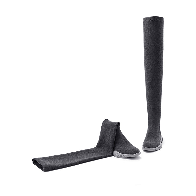 slimming stretchy thermal over the knee boots all charcoal 4