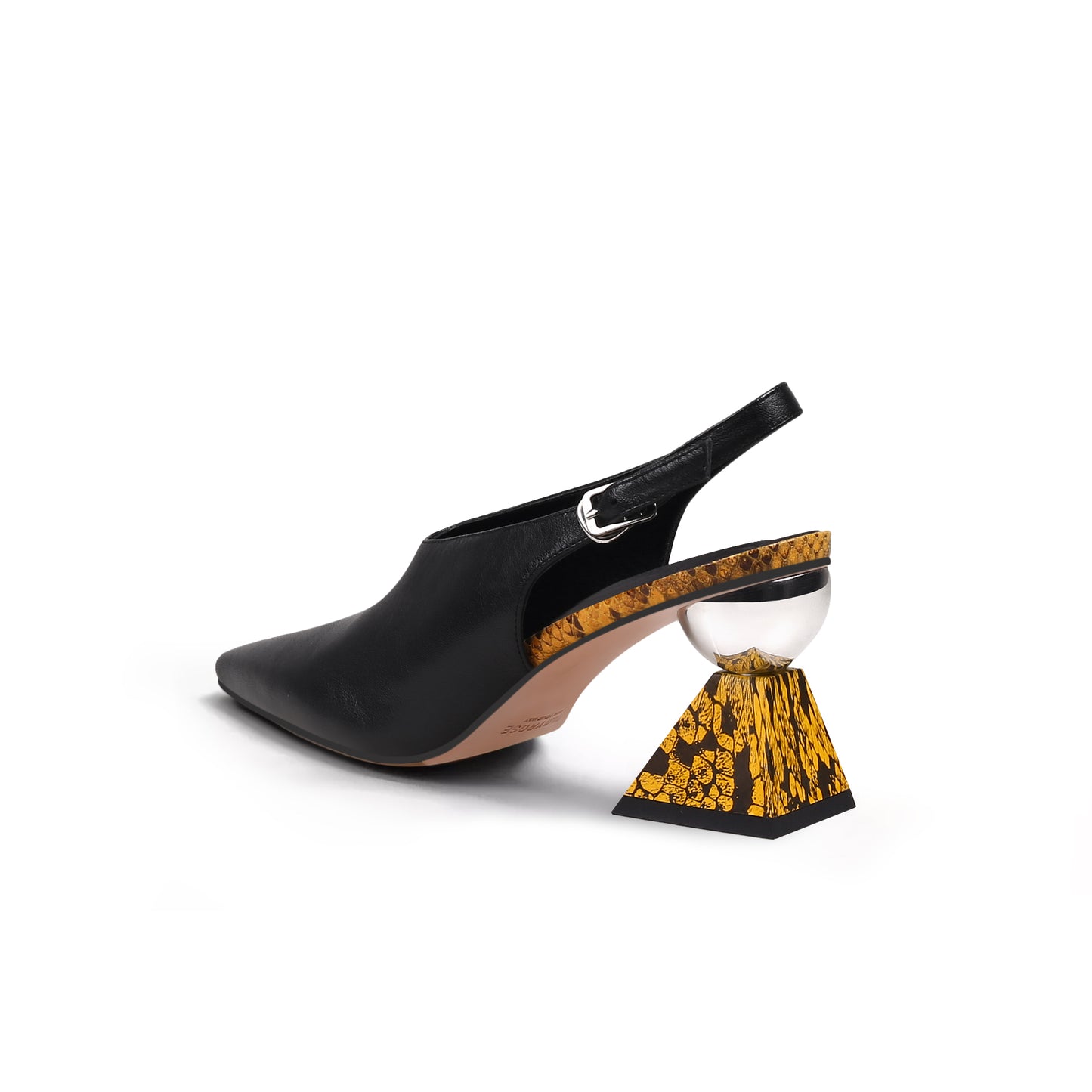 slingback geometric heel mules all black 4