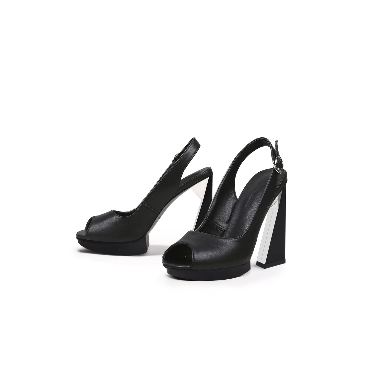 slingback geometric skyscraper heels all black 5