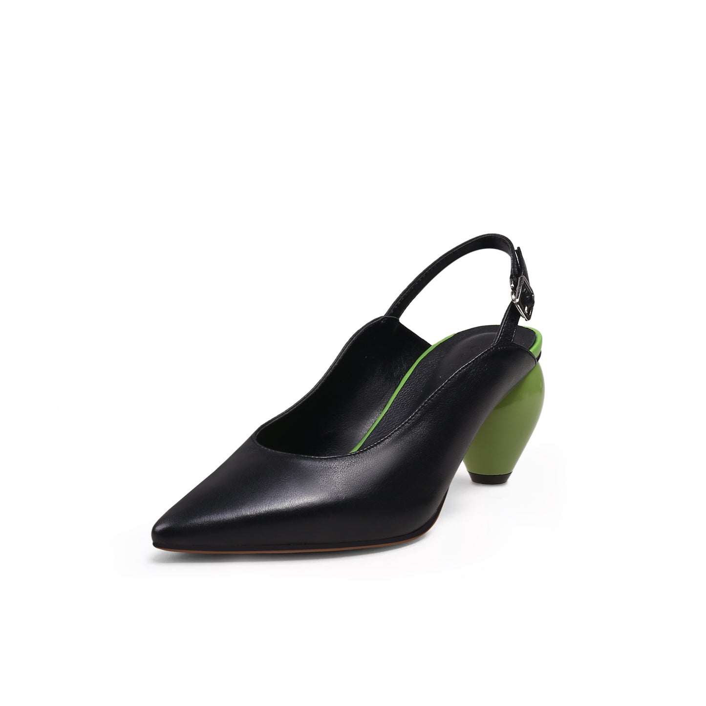 slingback low heel pointed sandals all black 2