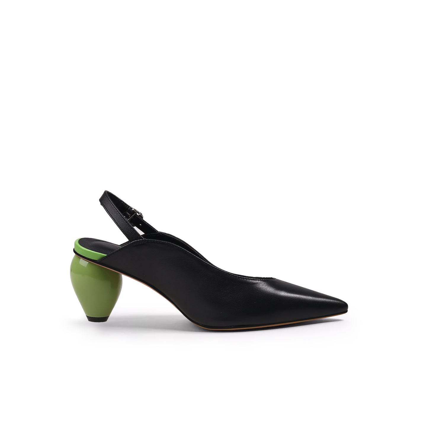 slingback low heel pointed sandals all black 3