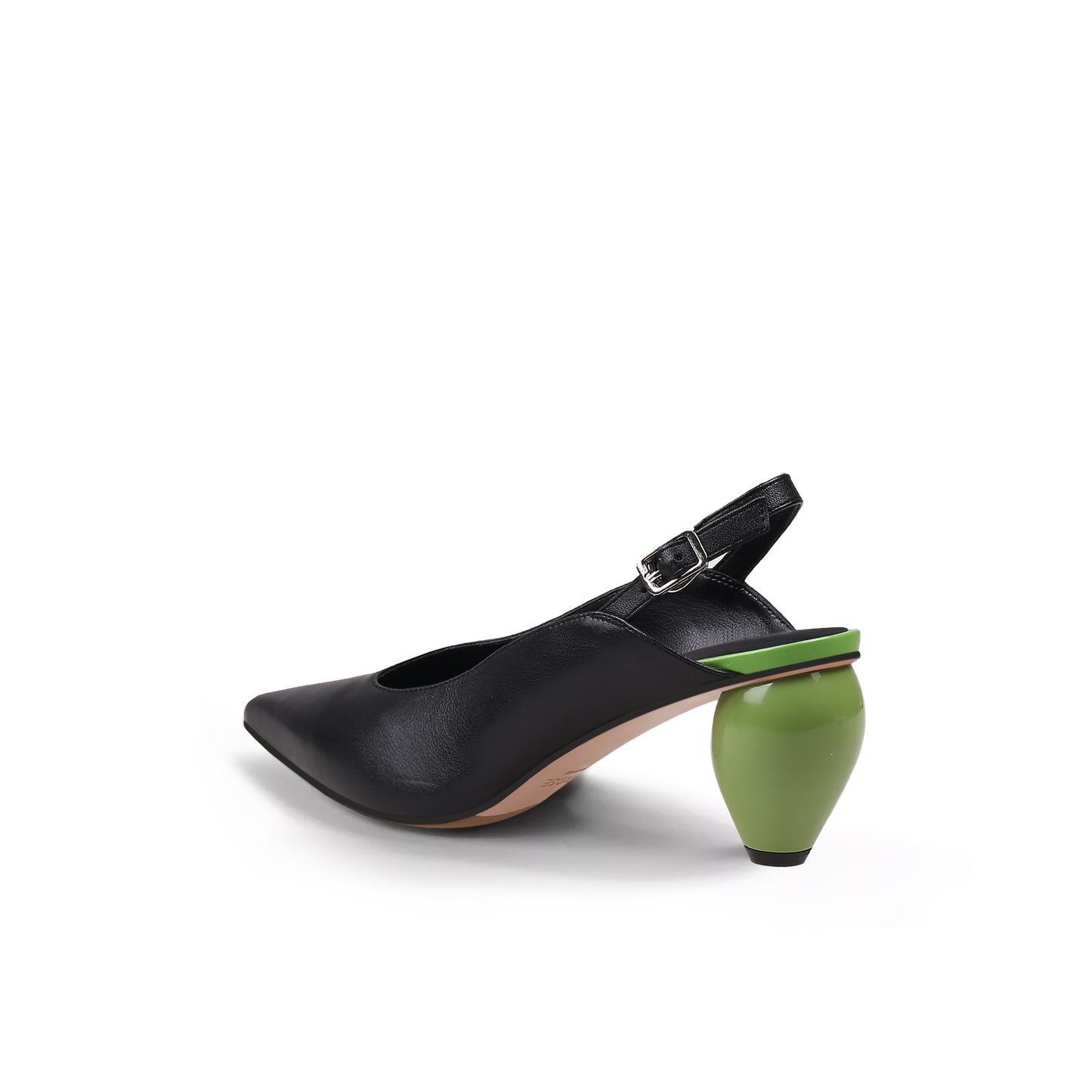 slingback low heel pointed sandals all black 4