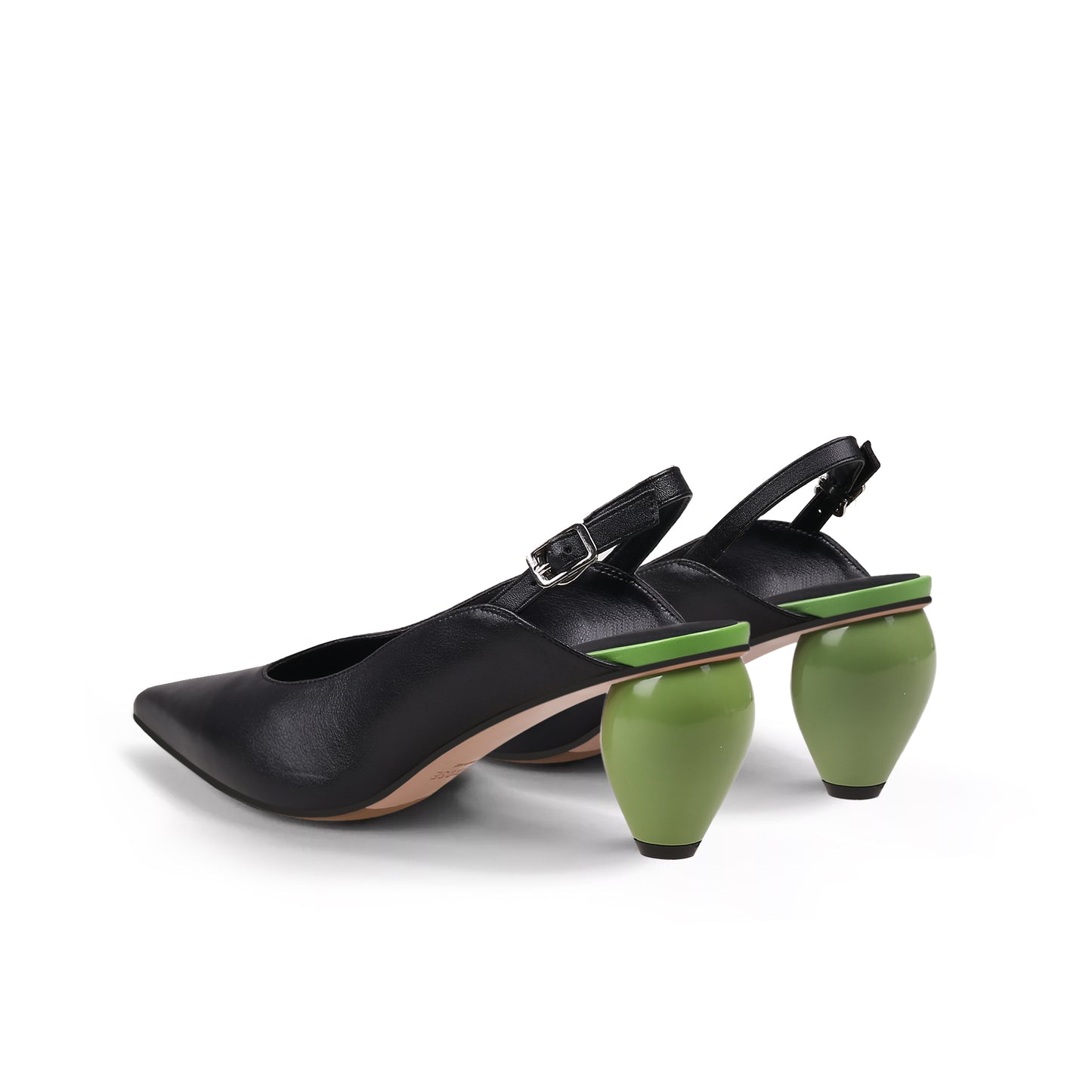 slingback low heel pointed sandals all black 5