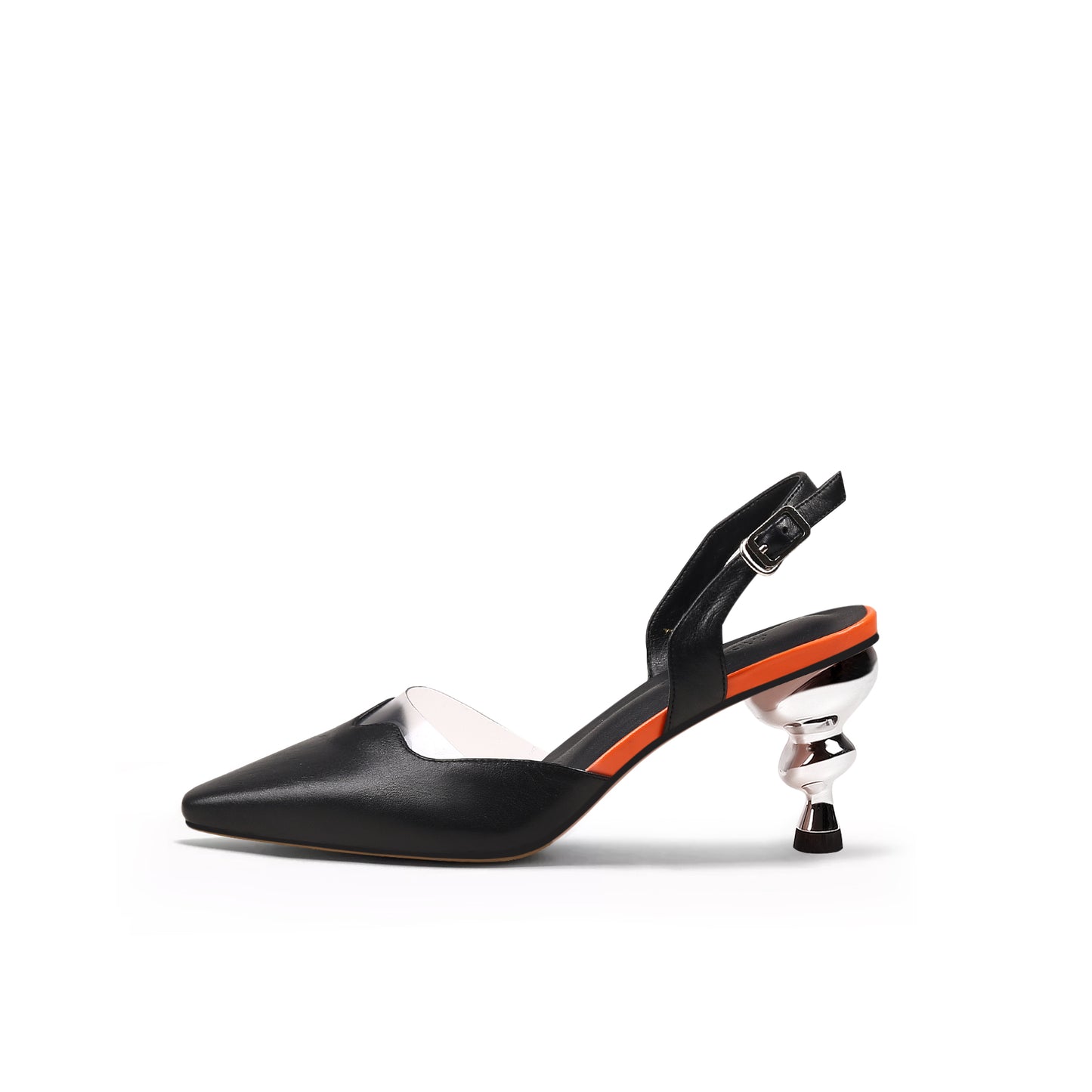 slingback swirl heels all black 1