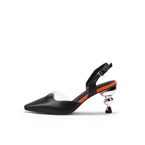 slingback swirl heels all black 1