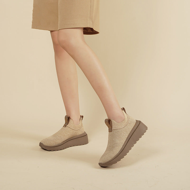 Slip-On Knit Wedge Sneakers – Lightweight Walking Shoes