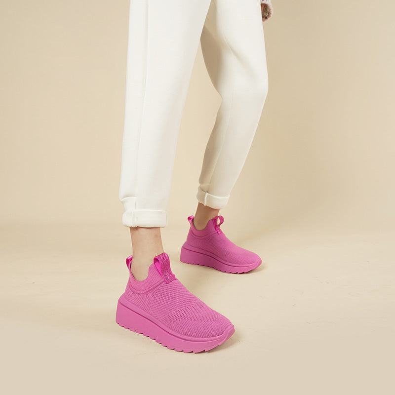 Slip-On Knit Wedge Sneakers – Lightweight Walking Shoes