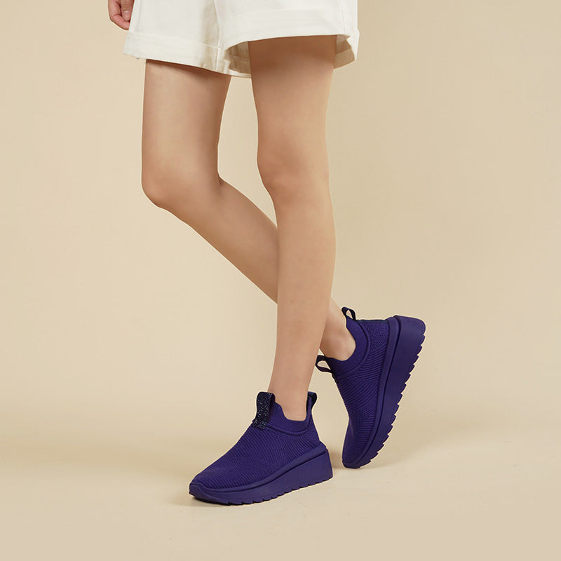 Slip-On Knit Wedge Sneakers – Lightweight Walking Shoes