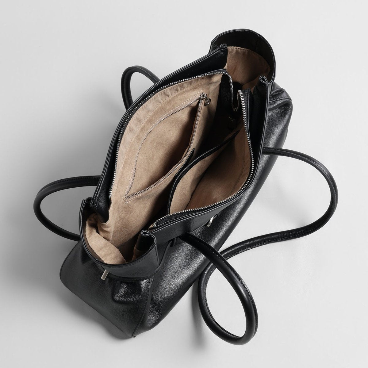 Slouchy Belted Leather Tote Bag – Pebbled Cowhide Shoulder Bag