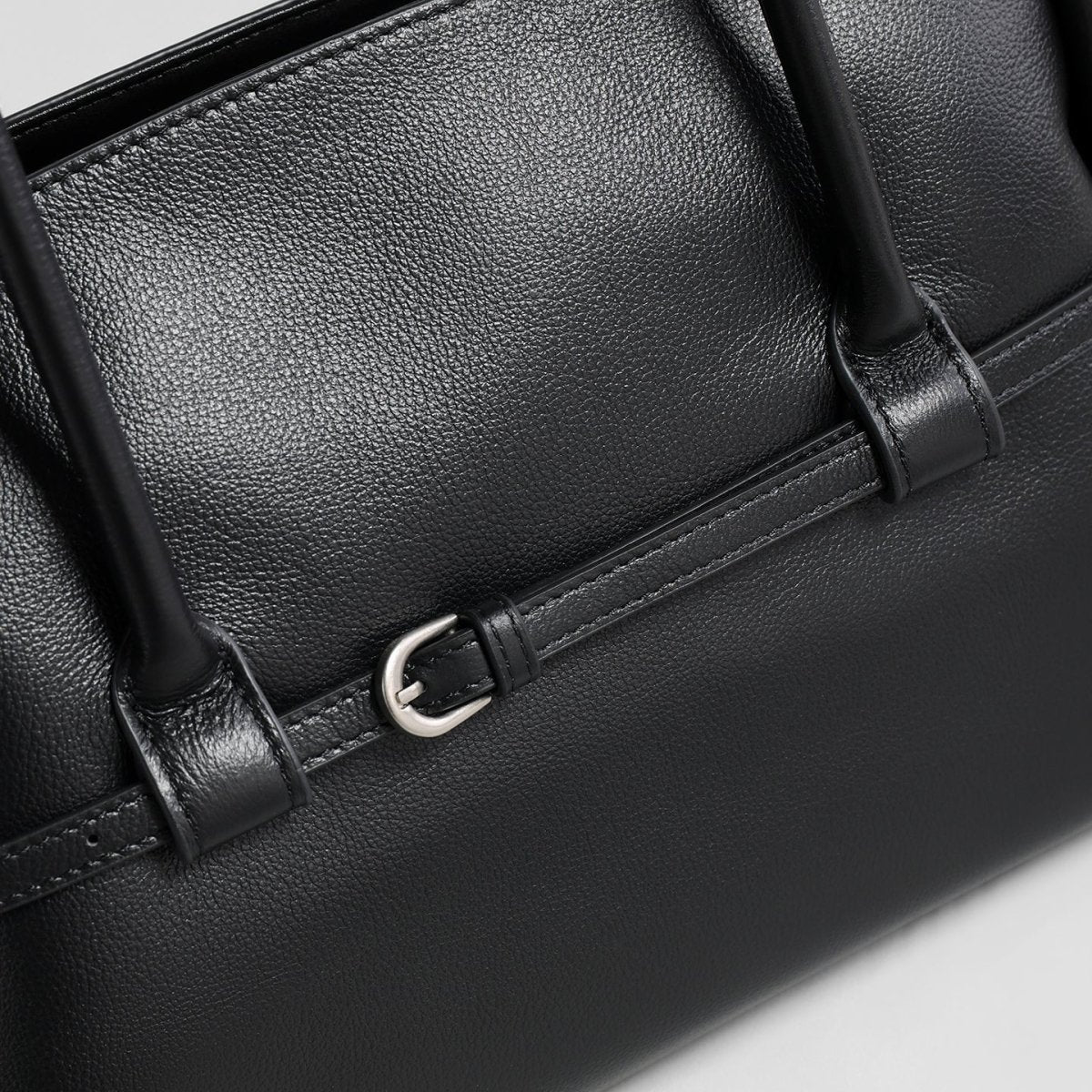 Slouchy Belted Leather Tote Bag – Pebbled Cowhide Shoulder Bag