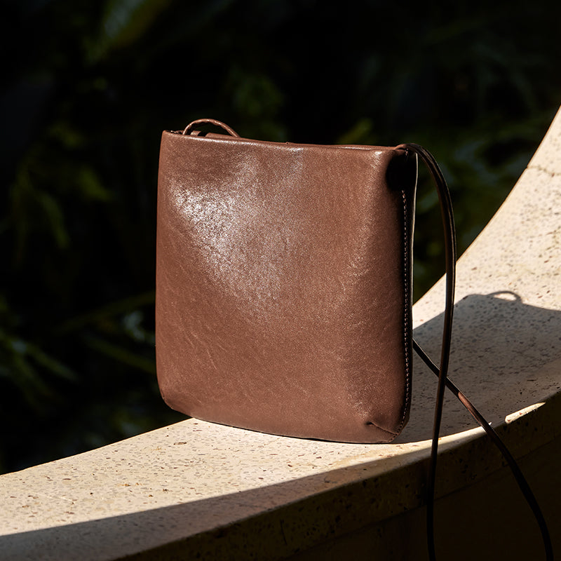 Slouchy Calf Leather Shoulder Bag with Strawberry Charm