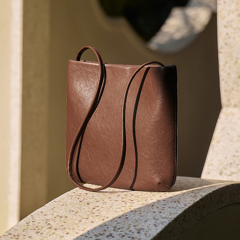 Slouchy Calf Leather Shoulder Bag with Strawberry Charm