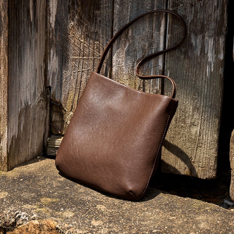 Slouchy Calf Leather Shoulder Bag with Strawberry Charm