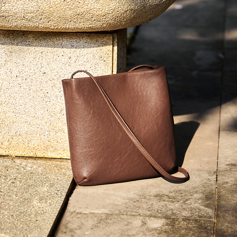 Slouchy Calf Leather Shoulder Bag with Strawberry Charm