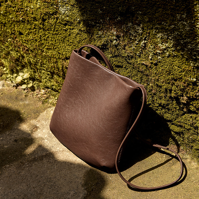 Slouchy Calf Leather Shoulder Bag with Strawberry Charm