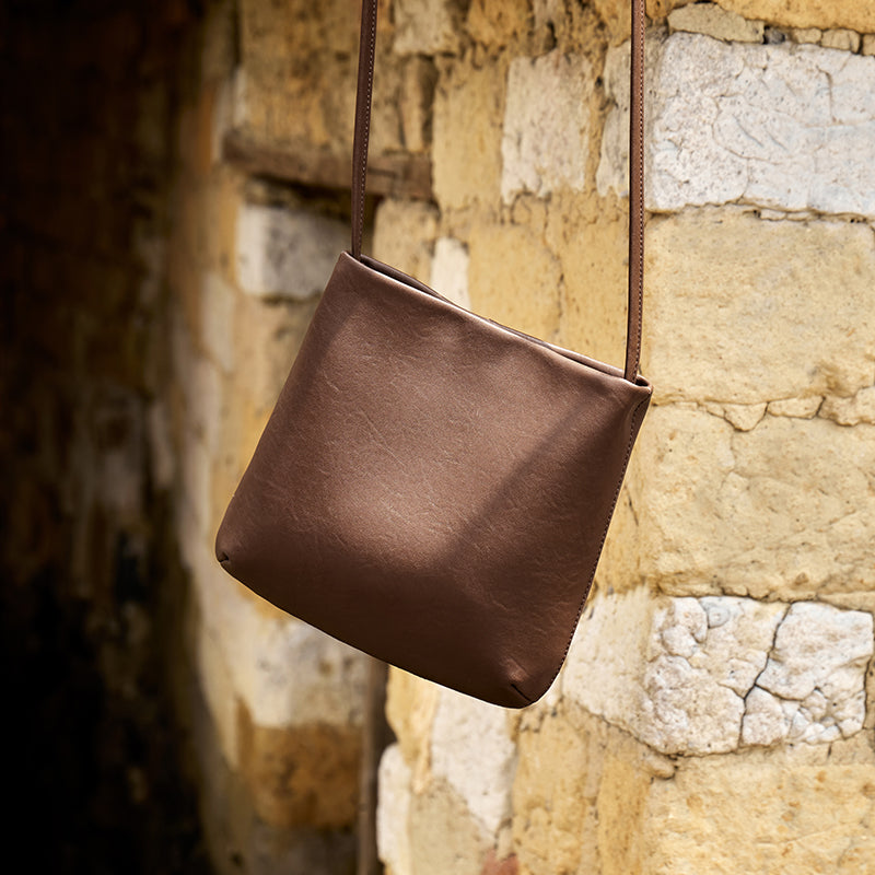 Slouchy Calf Leather Shoulder Bag with Strawberry Charm
