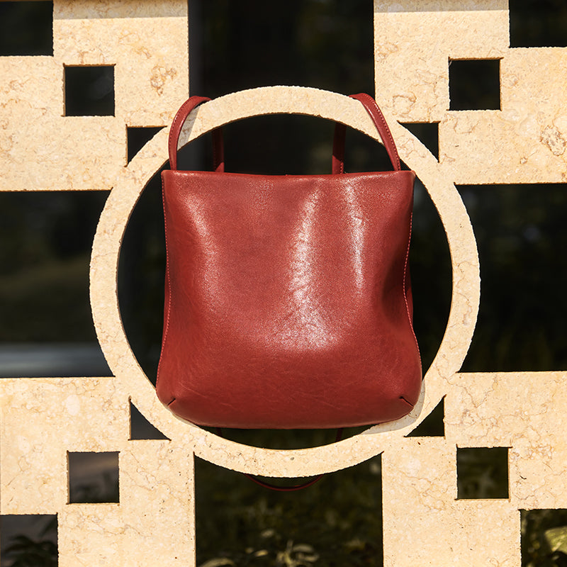 Slouchy Calf Leather Shoulder Bag with Strawberry Charm