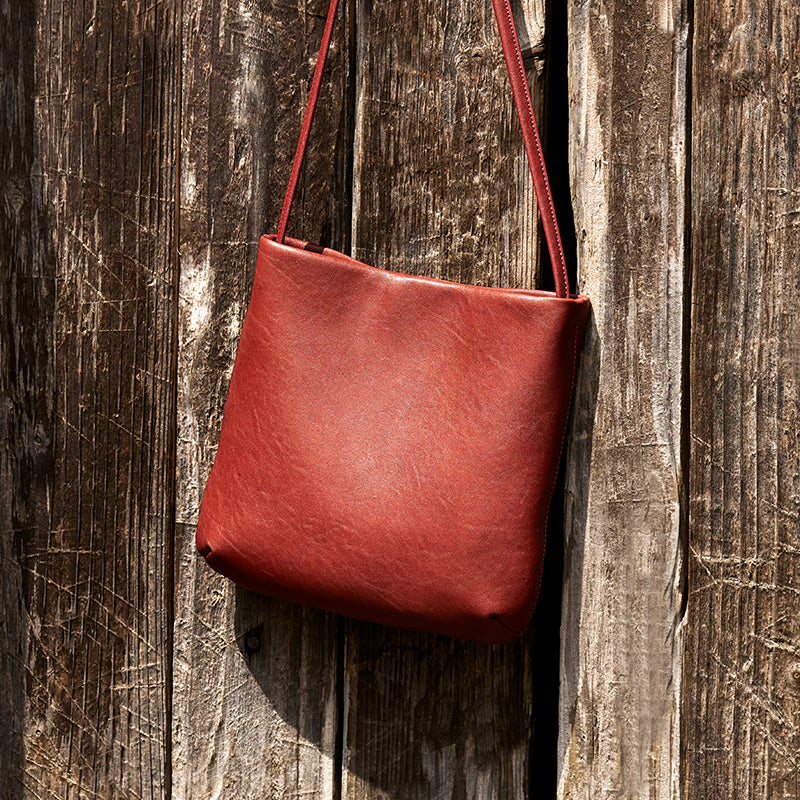 Slouchy Calf Leather Shoulder Bag with Strawberry Charm