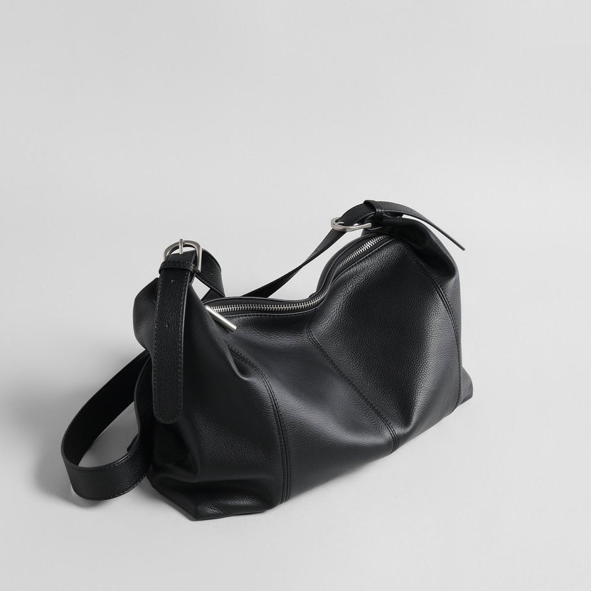 Slouchy Leather Hobo Bag – Pebbled Crescent Shoulder & Underarm Bag