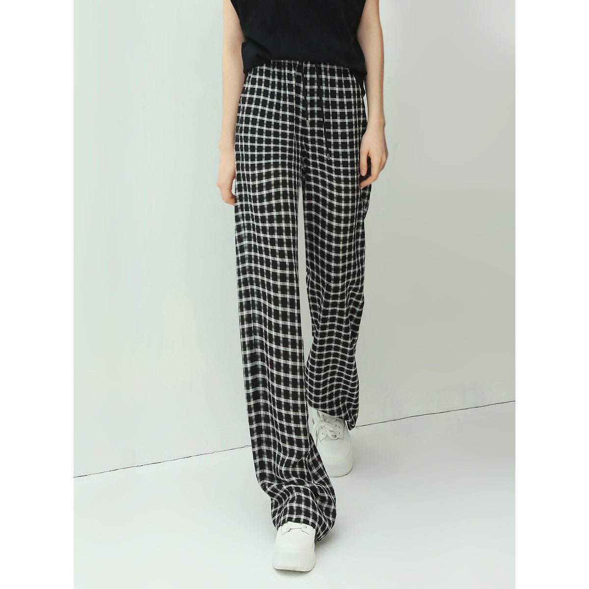 slouchy relaxed fit casual checkered pants all check 1