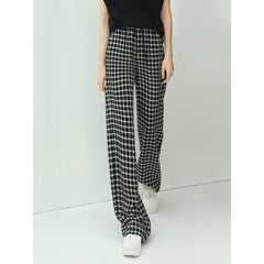 Slouchy Relaxed Fit Casual Checkered Pants