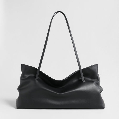 Slouchy Wave Leather Tote Bag – Large Draped Shoulder Bag