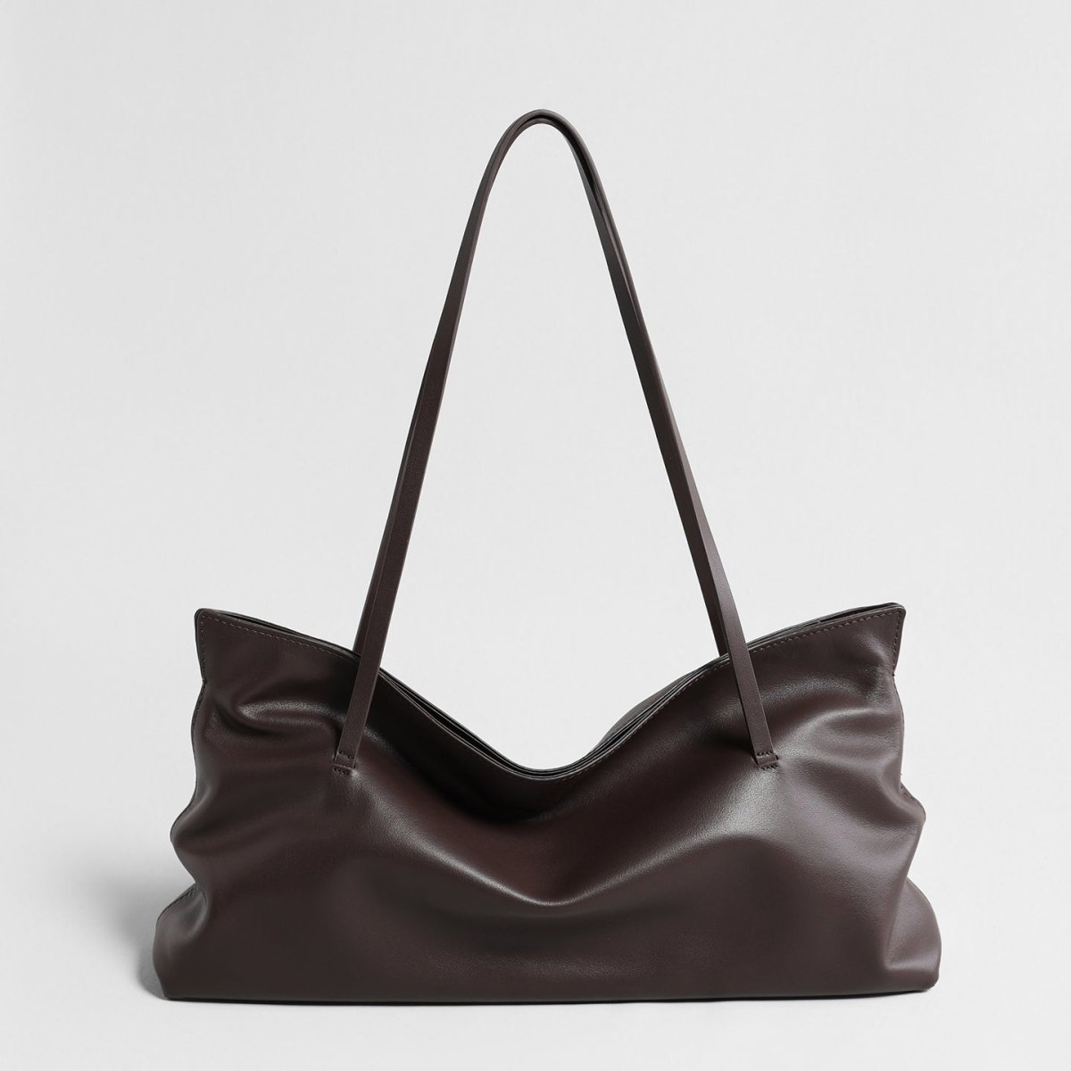 Slouchy Wave Leather Tote Bag – Large Draped Shoulder Bag