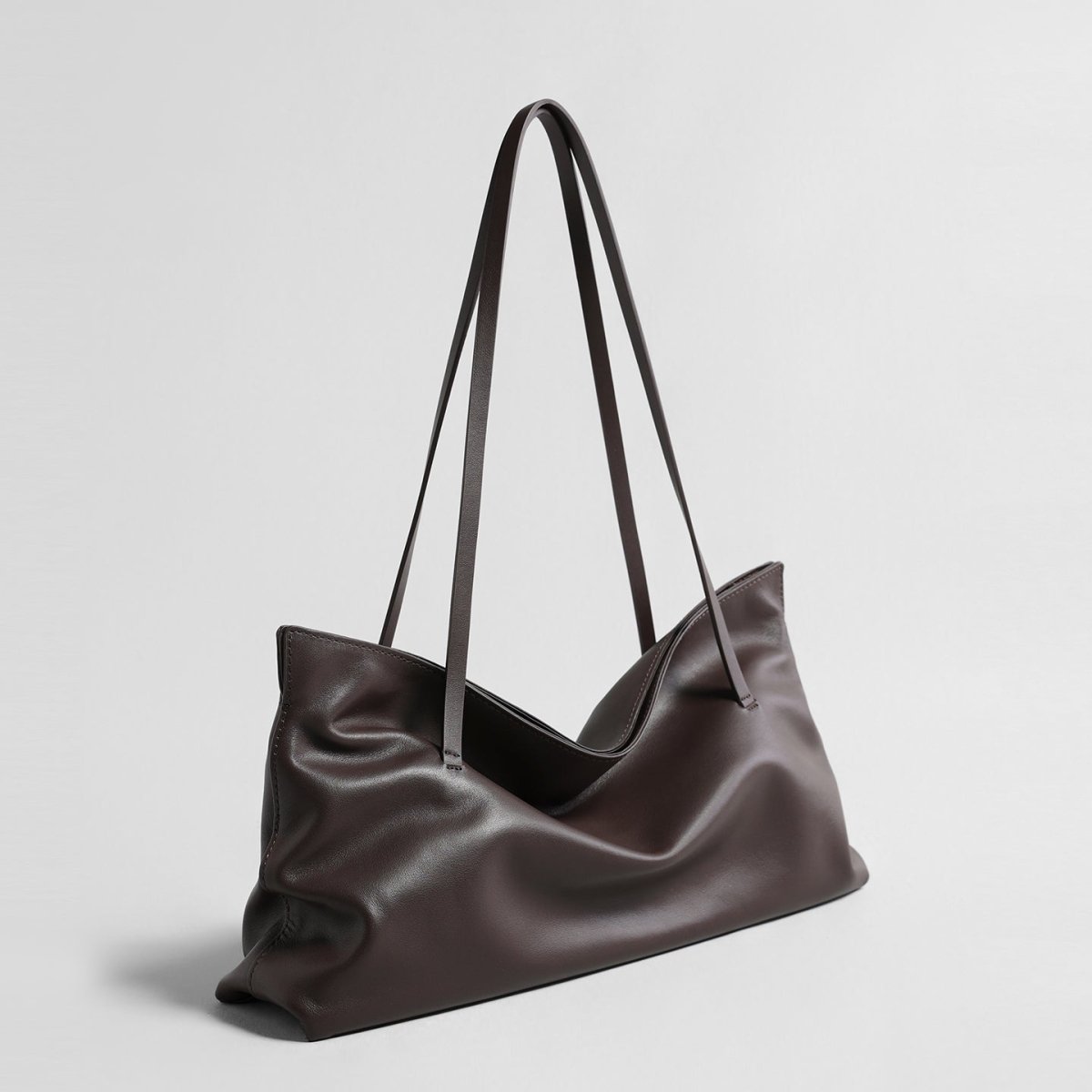 Slouchy Wave Leather Tote Bag – Large Draped Shoulder Bag