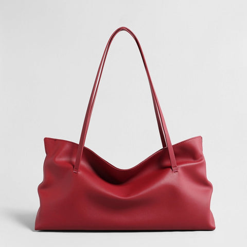 Slouchy Wave Leather Tote Bag – Large Draped Shoulder Bag