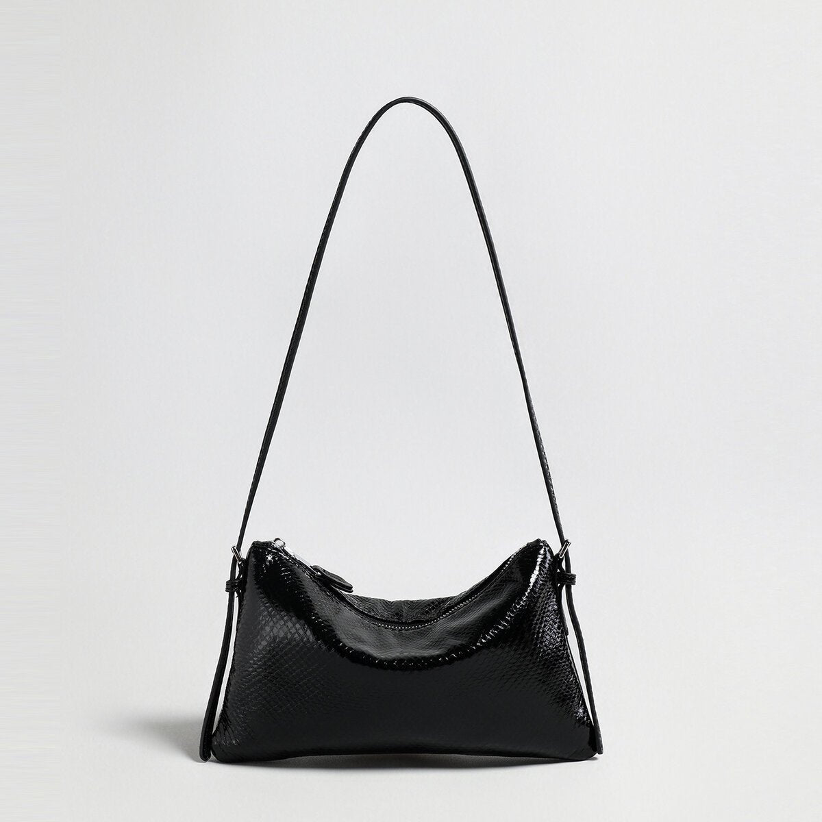 Snake-Embossed Lambskin Mini Hobo – Slouchy Underarm Shoulder Bag