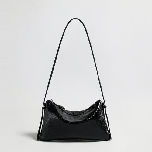 Snake-Embossed Lambskin Mini Hobo – Slouchy Underarm Shoulder Bag