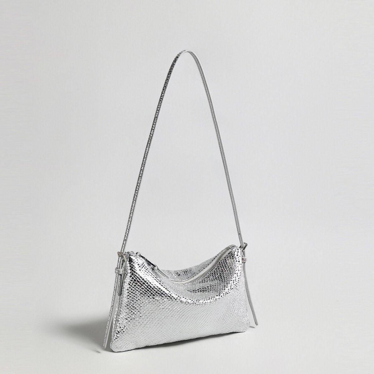 Snake-Embossed Lambskin Mini Hobo – Slouchy Underarm Shoulder Bag