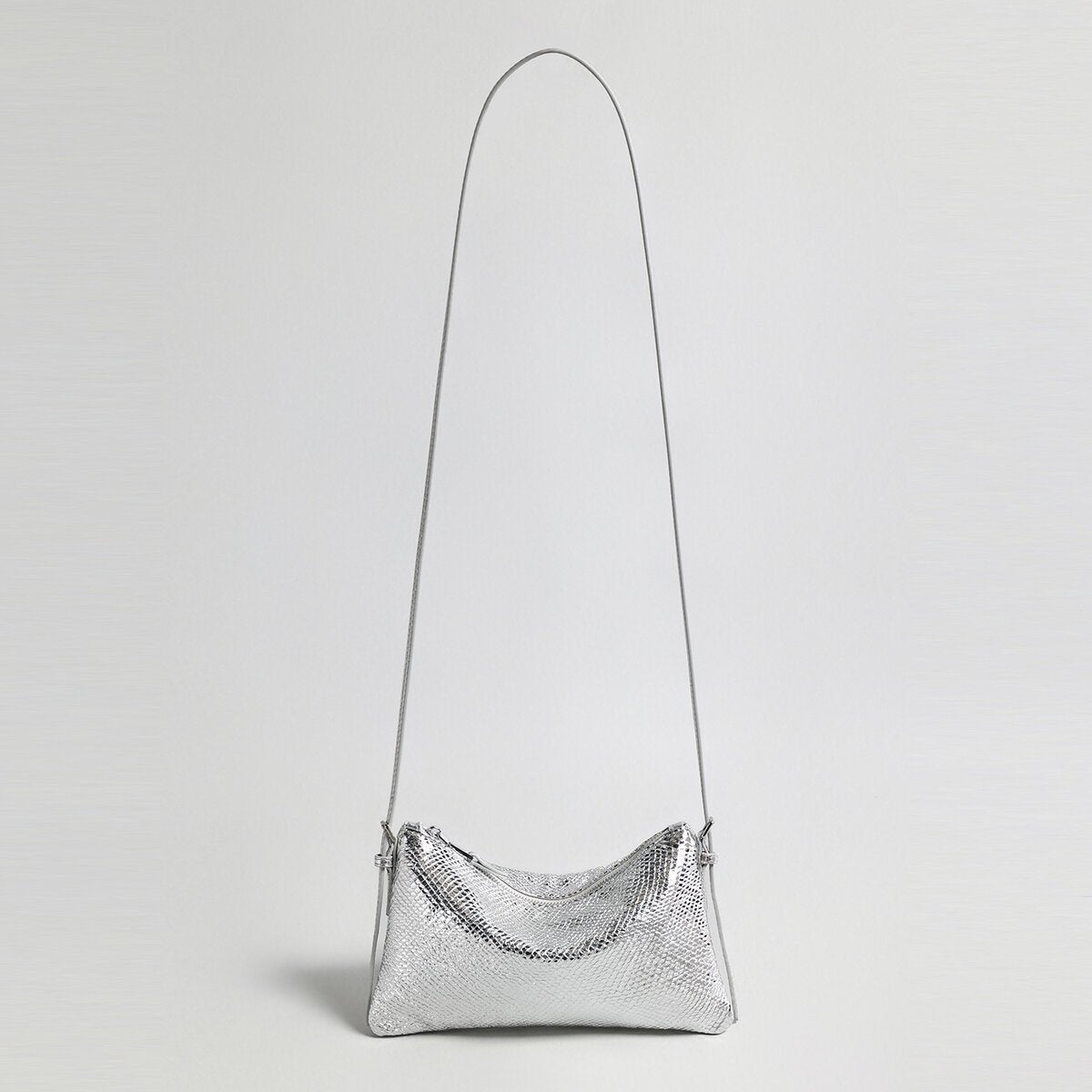 Snake-Embossed Lambskin Mini Hobo – Slouchy Underarm Shoulder Bag