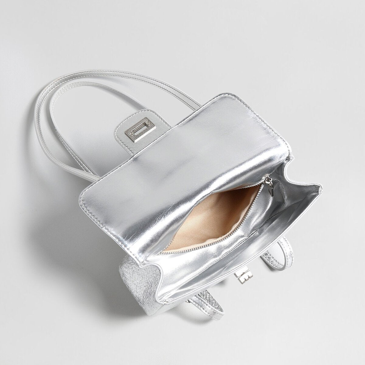 Snake-Embossed Metallic Flap Shoulder Bag – French Chic Underarm Crossbody
