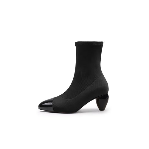 sock boots with spiral heels all black 1