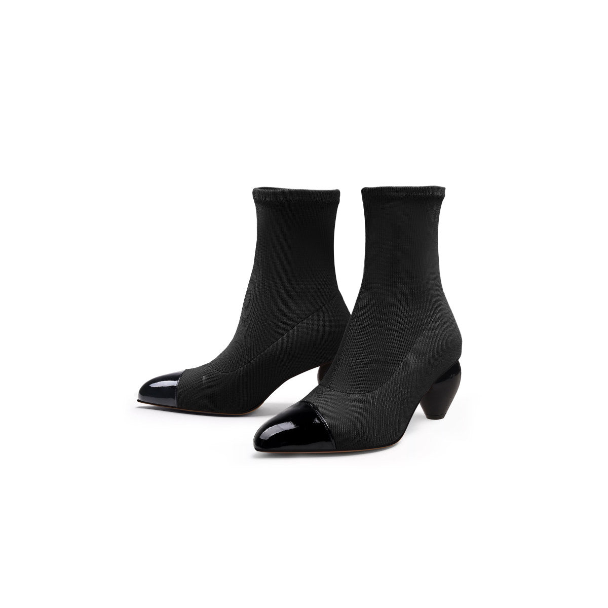 sock boots with spiral heels all black 6