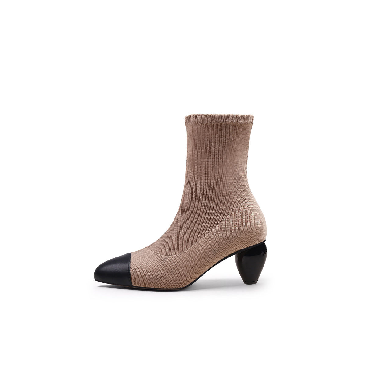 sock boots with spiral heels all mocha 1