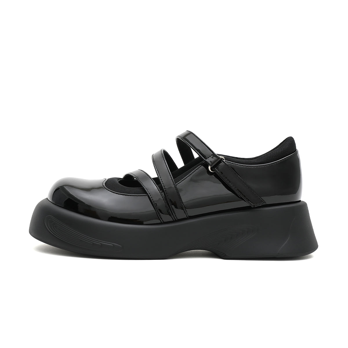 soft casual platform mary jane shoes all black 1