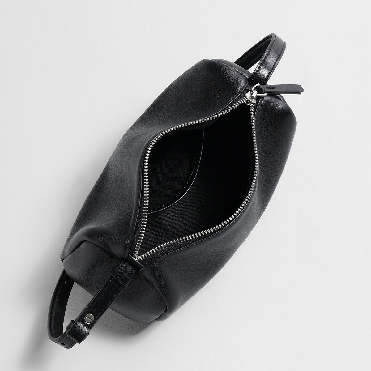 Soft Lambskin Leather Barrel Shoulder Bag – Curved-Zip Cylinder Design with Adjustable Crossbody Strap