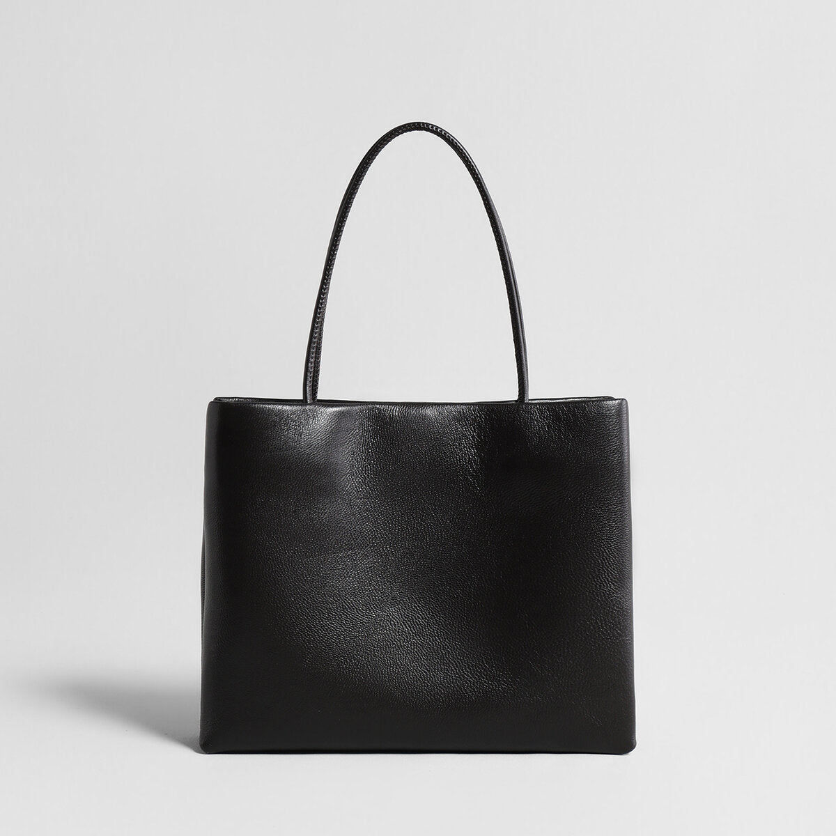 Soft Lambskin Leather Structured Tote Bag – Dual-Compartment Design with Slim Shoulder Straps