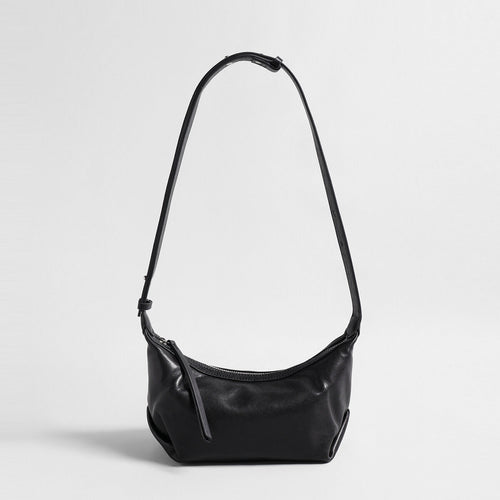 Soft Leather Crescent Crossbody – Minimalist Arc Shoulder Bag with Dual Straps