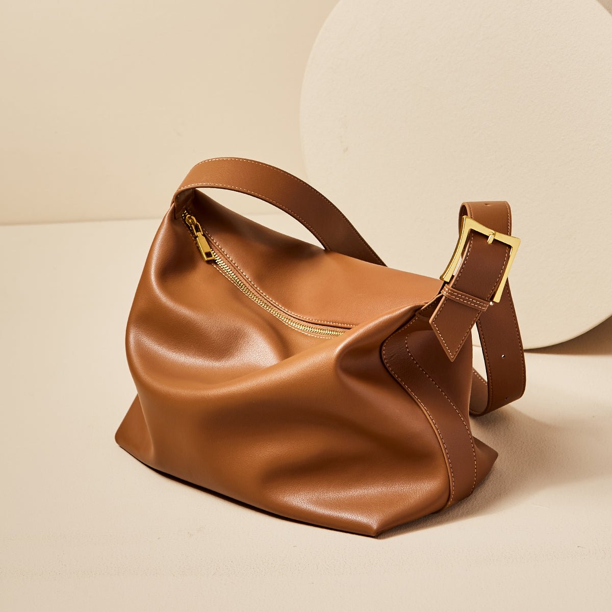 Soft Leather Slouch Shoulder Hobo Bag