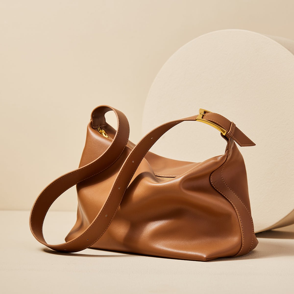 Soft Leather Slouch Shoulder Hobo Bag